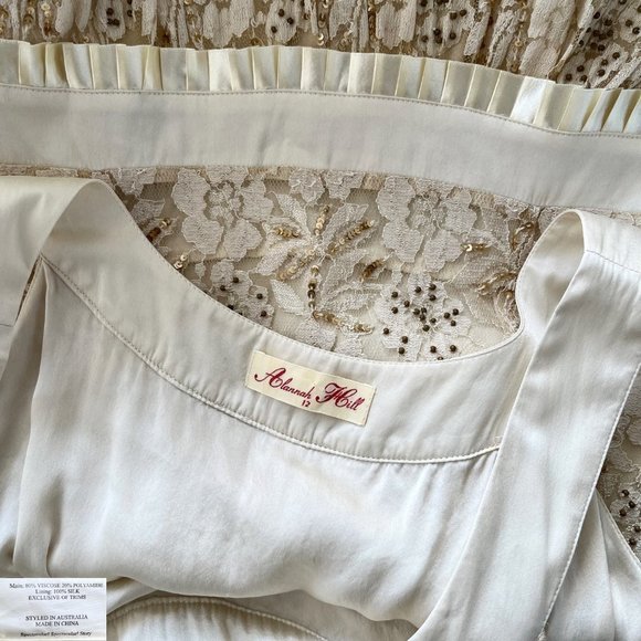 ALANNAH HILL Cream Silk Sequin Dress Size 12 - Picture 5 of 5